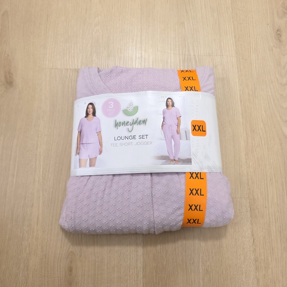 Honeydew Light Purple Soft Stretchy Lounge Set Pajamas Jogger 3 Piece Set 2XL